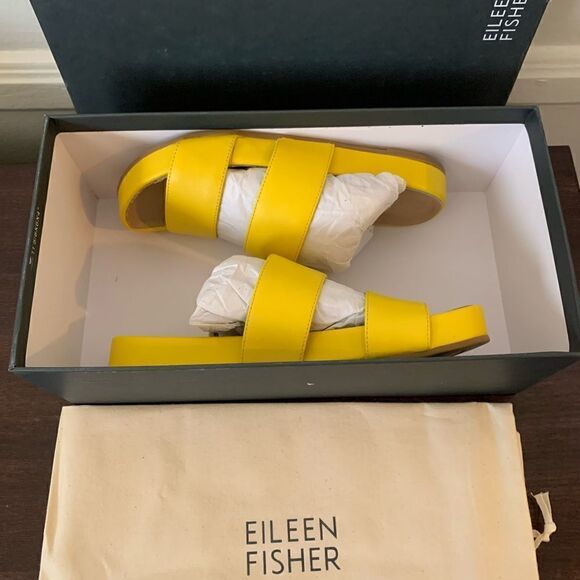 Eileen Fisher deed slide leather upper and lining sandal size 5 - Picture 6 of 7